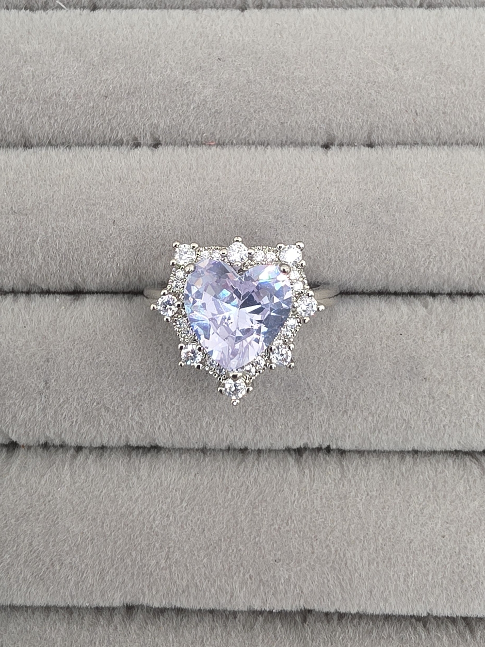 Heart-Cut Lilac Halo Ring Size 6 3/4